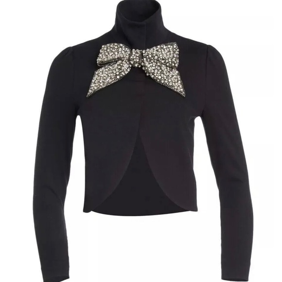 🎀SOLD🎀Alice + Olivia Addison Embellished Bow Cropped Jacket - Picture 6 of 10